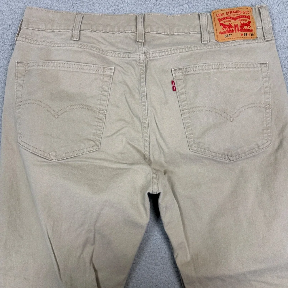 Levis 514 Straight Fit Pants Mens 36x30 Tan Khaki Cotton Stretch Trousers